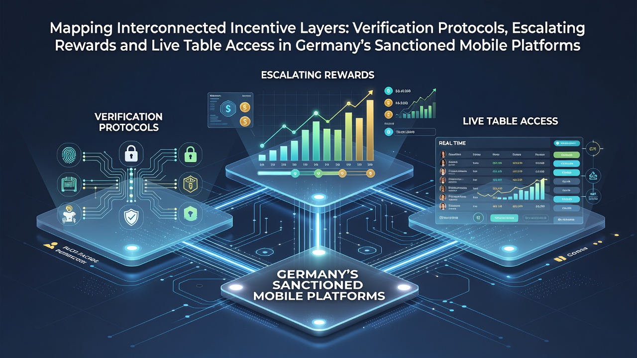Darstellung der verbundenen Schichten aus Verifizierung, Belohnungen und Live-Tischzugang auf mobilen Plattformen