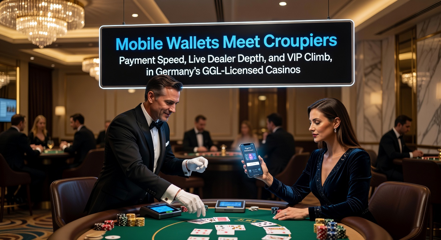 Live-Dealer am Blackjack-Tisch mit Mobile-Wallet-Einzahlungs-Overlay auf einem Smartphone-Bildschirm